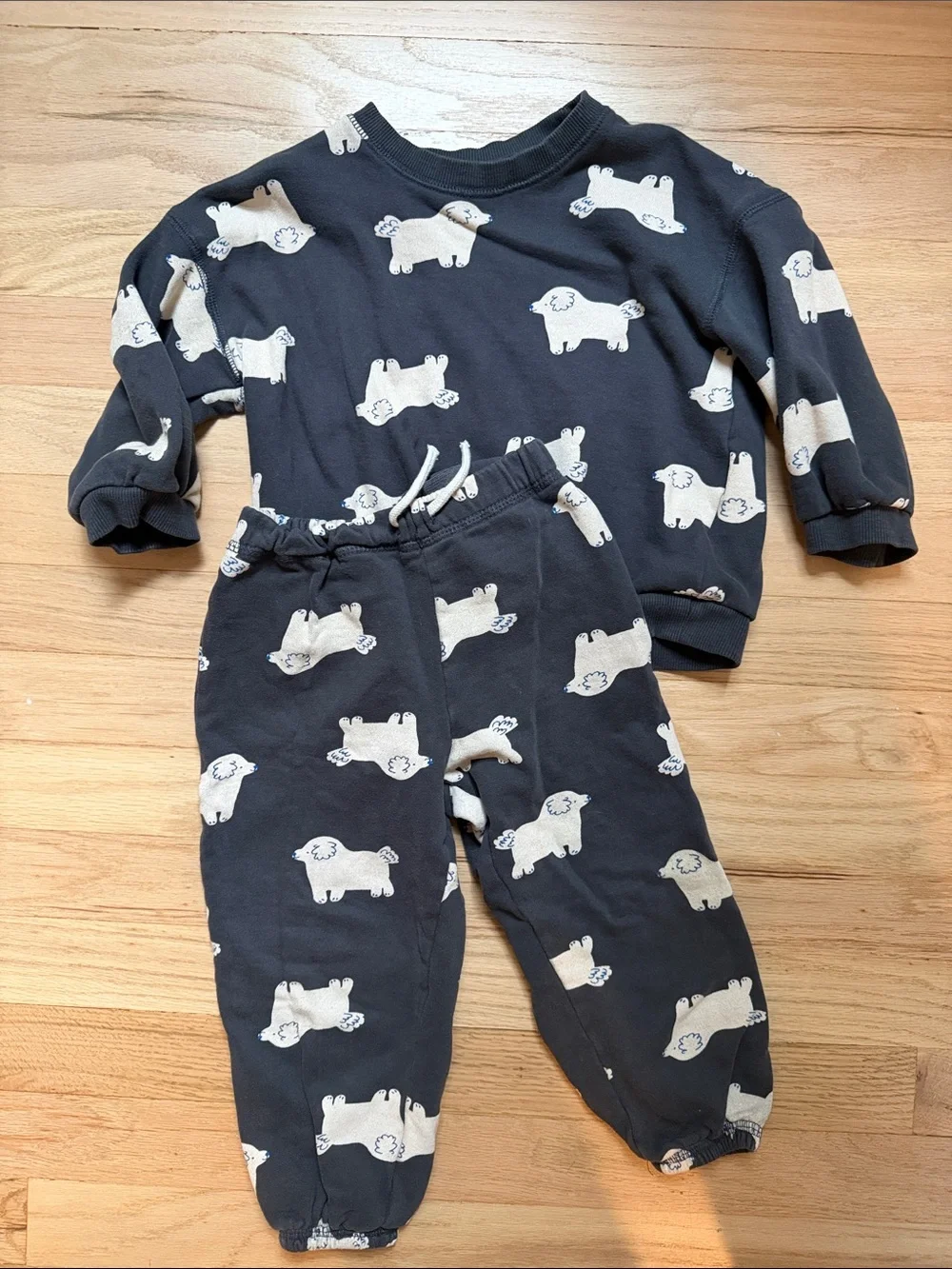 H&M sweatshirt & pants poodle print set